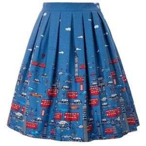 NWT Grace Karin Blue London Pleated Skirt Size XL